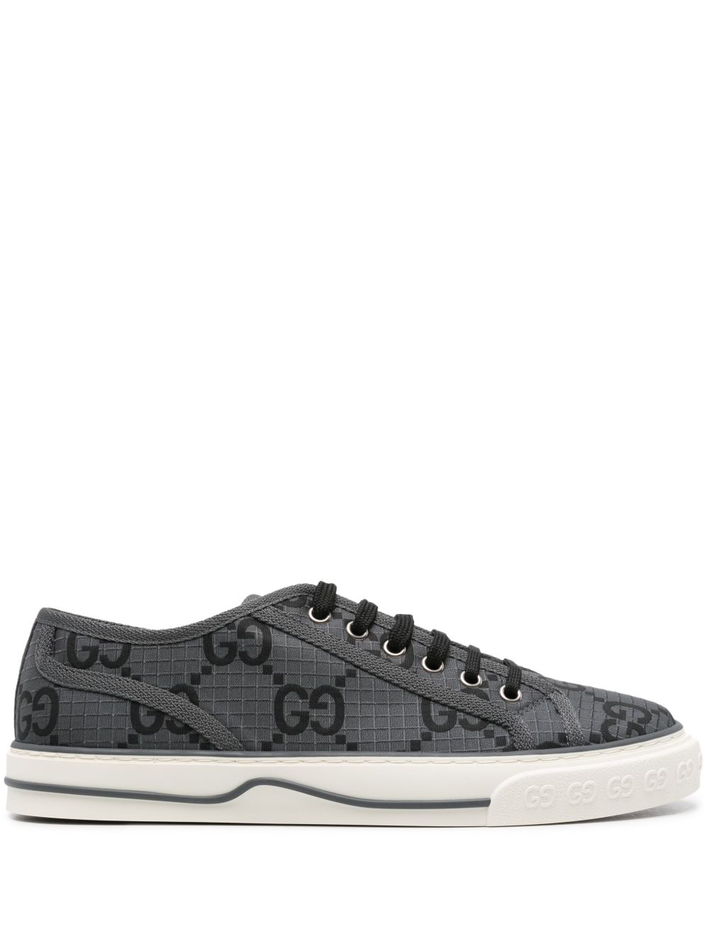 Gucci Tennis 1977 GG 仿撕裂方格布运动鞋 - 灰色