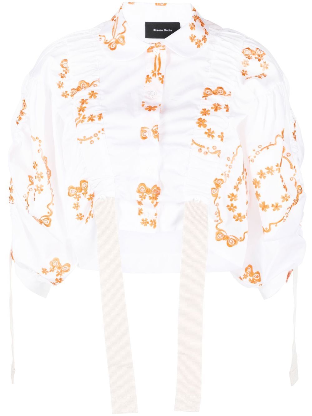Simone Rocha Bow Wreath 可调式短款衬衫 - 白色