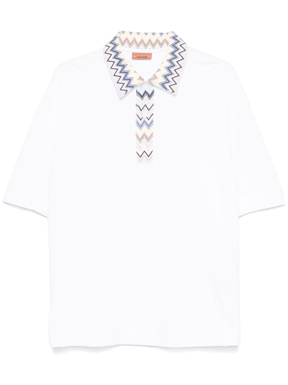 Missoni 人字纹边饰polo衫 - 白色