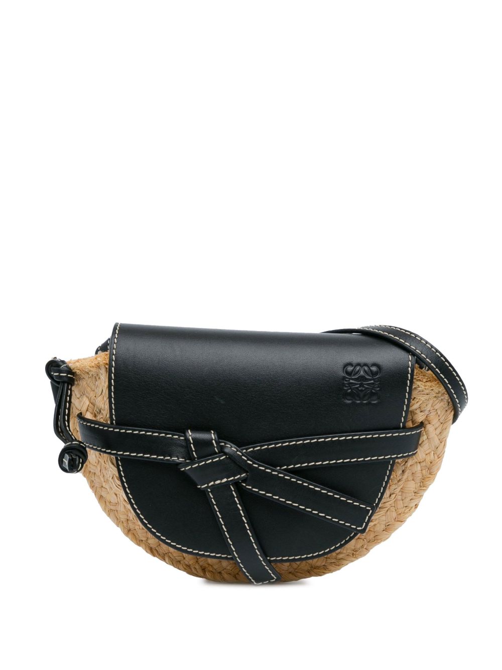 Loewe Pre-Owned Raffia Gate 迷你斜挎包（2018年典藏款） - 褐色