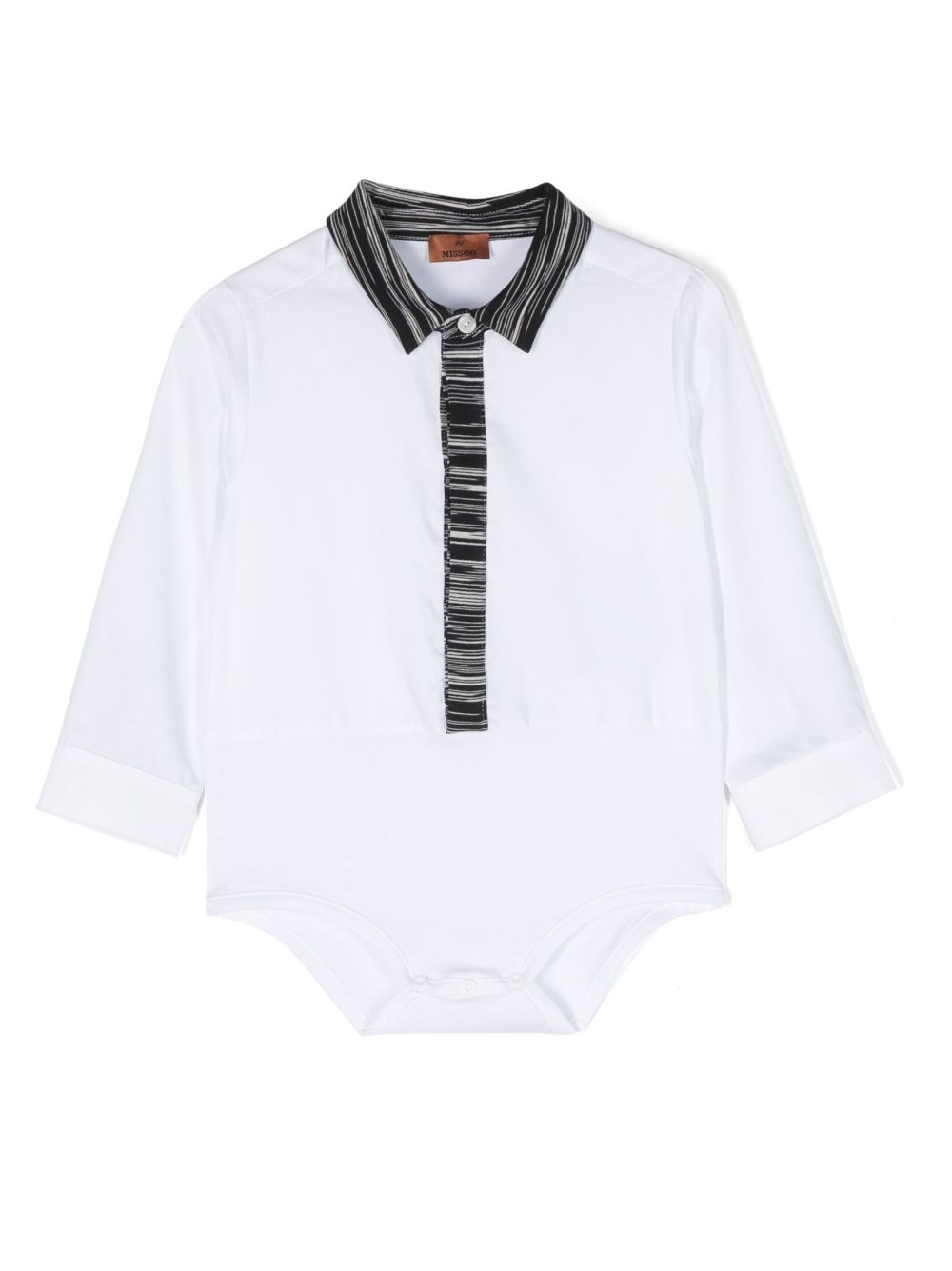Missoni Kids 条纹印花边饰连体紧身衣 - 白色