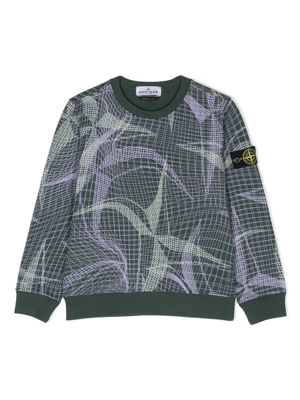 Stone Island Junior 标贴圆领卫衣 - 绿色