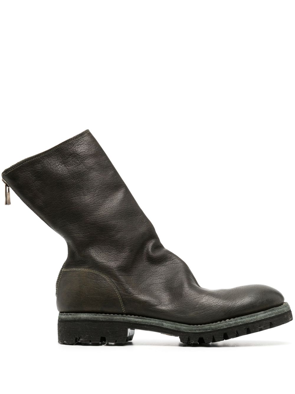 Guidi 圆头皮质短靴 - 绿色