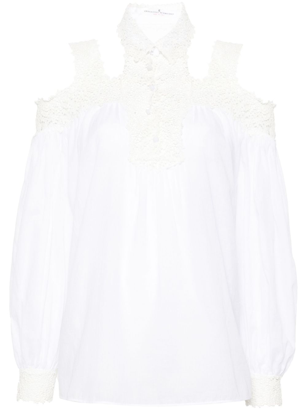 Ermanno Scervino 花卉刺绣棉罩衫 - 白色