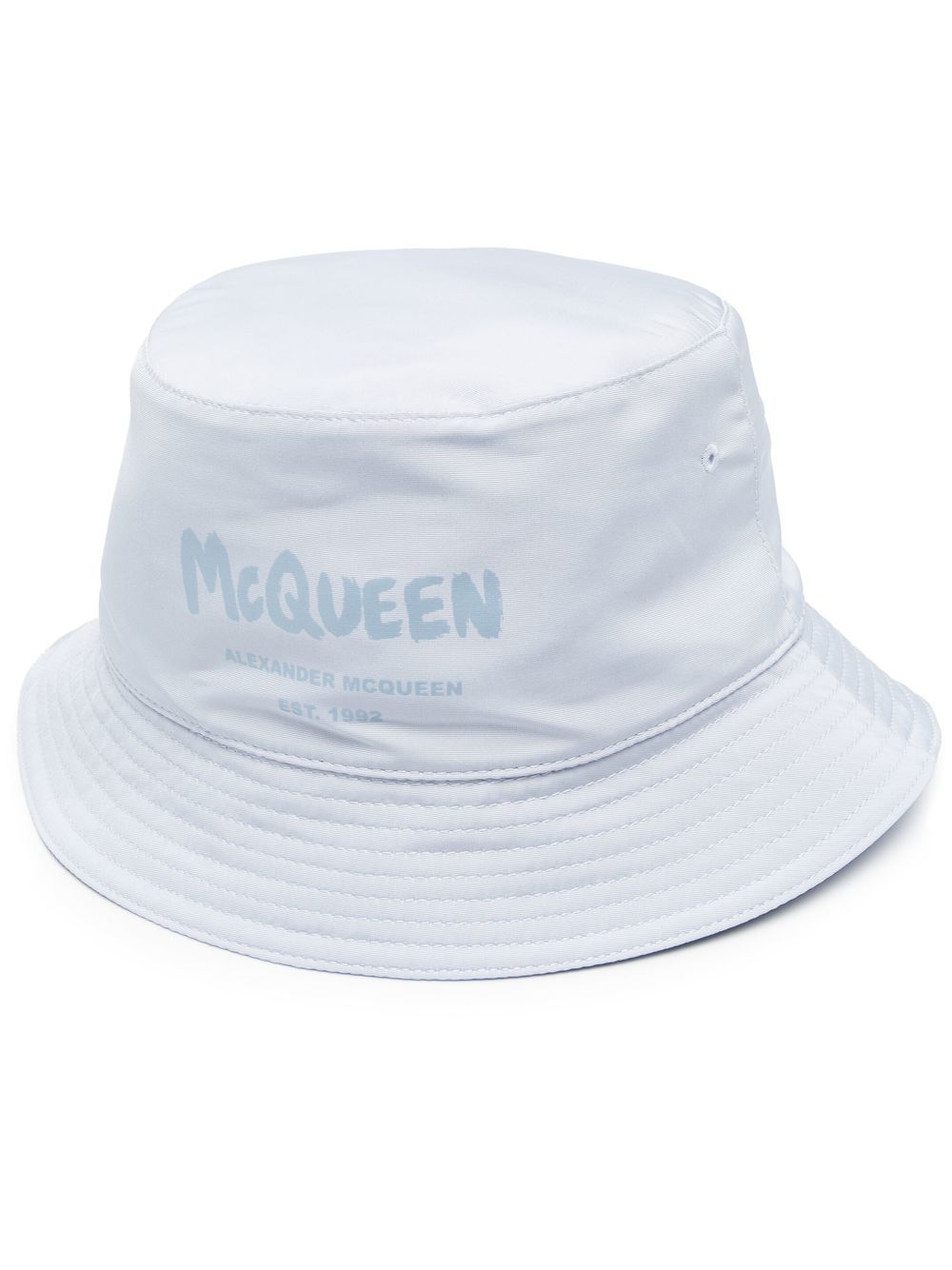 Alexander McQueen logo印花渔夫帽 - 蓝色