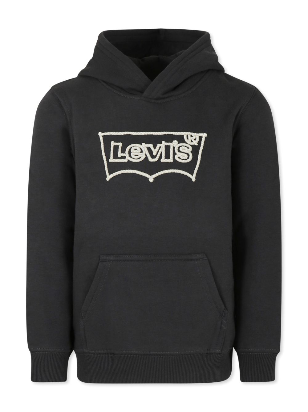 Levi's Kids logo刺绣连帽衫 - 黑色