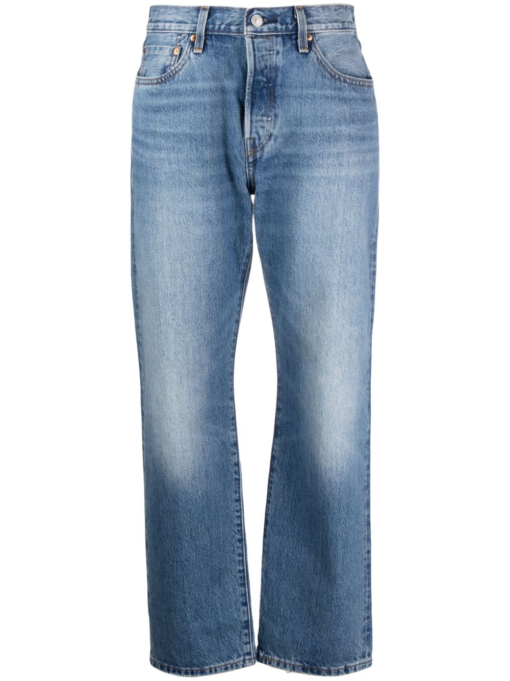 Levi's 高腰直筒牛仔裤 - 蓝色