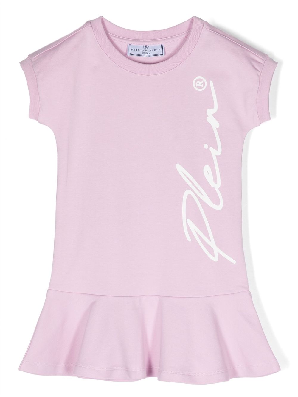 Philipp Plein Junior logo印花短袖连衣裙 - 粉色