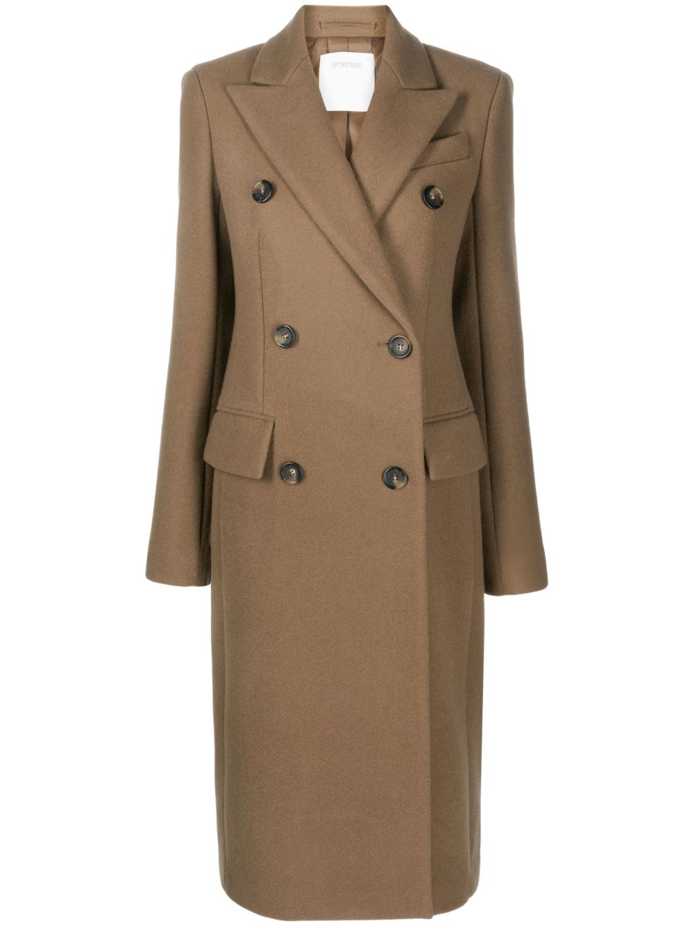 Sportmax 双排扣羊毛羊绒混纺外套 - 褐色