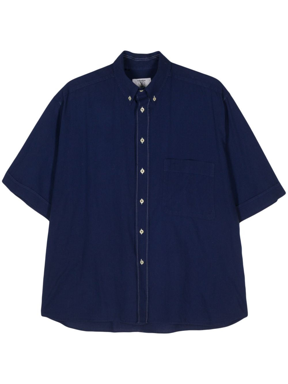 Valentino Garavani Pre-Owned VLogo刺绣衬衫（2000年代典藏款） - 蓝色