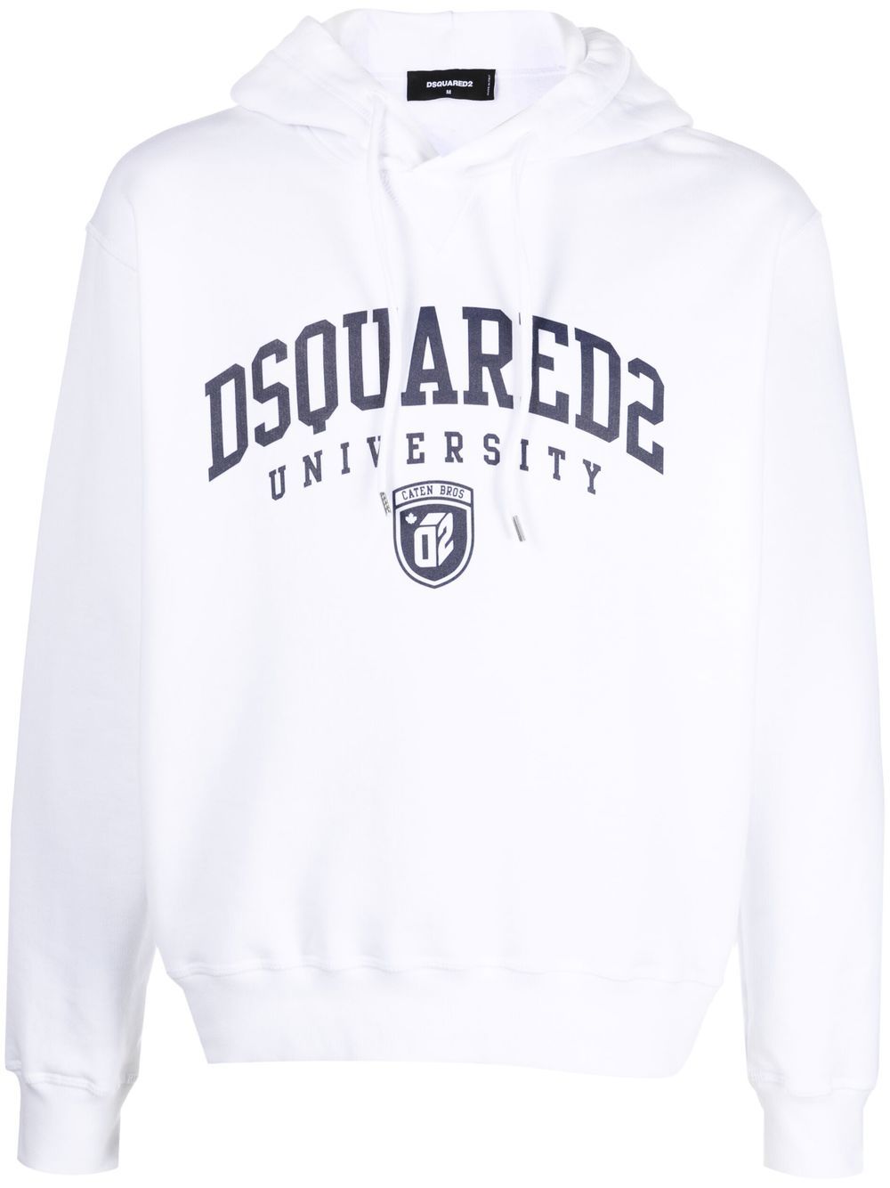 DSQUARED2 University 印花抽绳连帽衫 - 白色