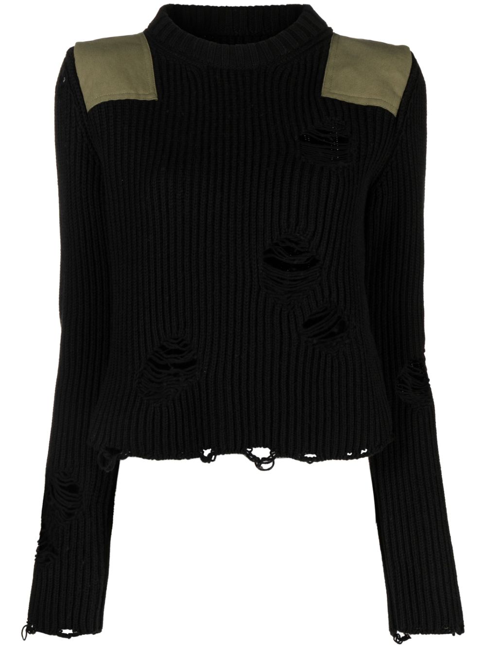 MM6 Maison Margiela 仿旧罗纹毛衣 - 黑色