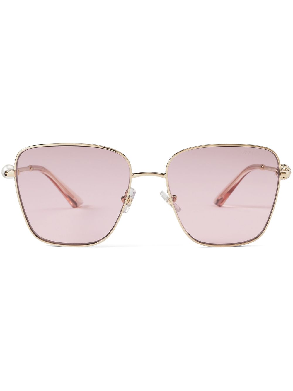 Jimmy Choo Eyewear 晶饰方框太阳眼镜 - 金色