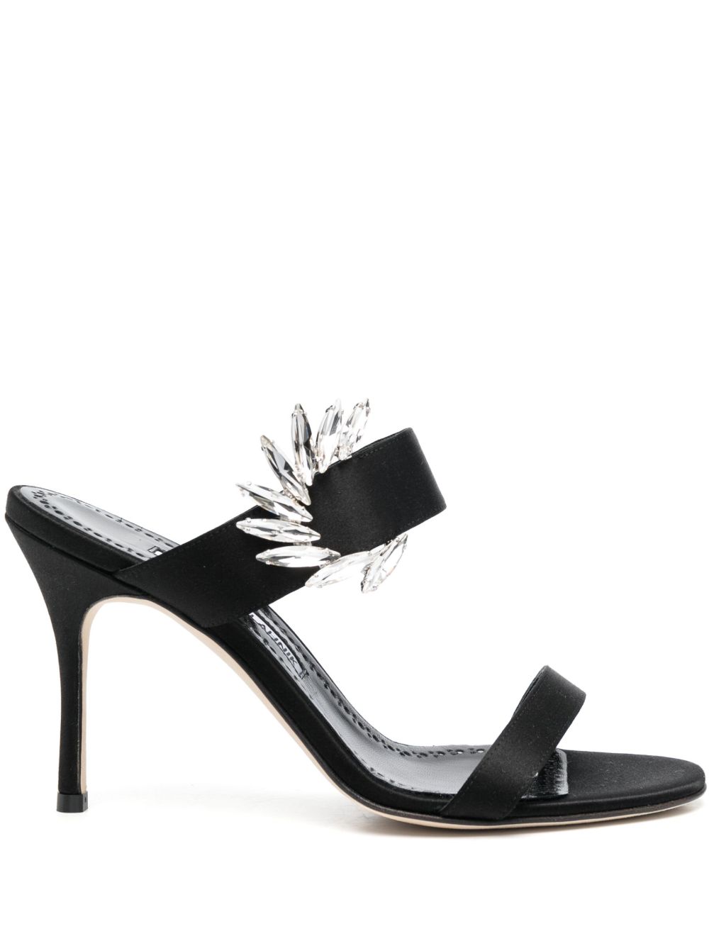 Manolo Blahnik 晶饰高跟凉鞋 - 黑色