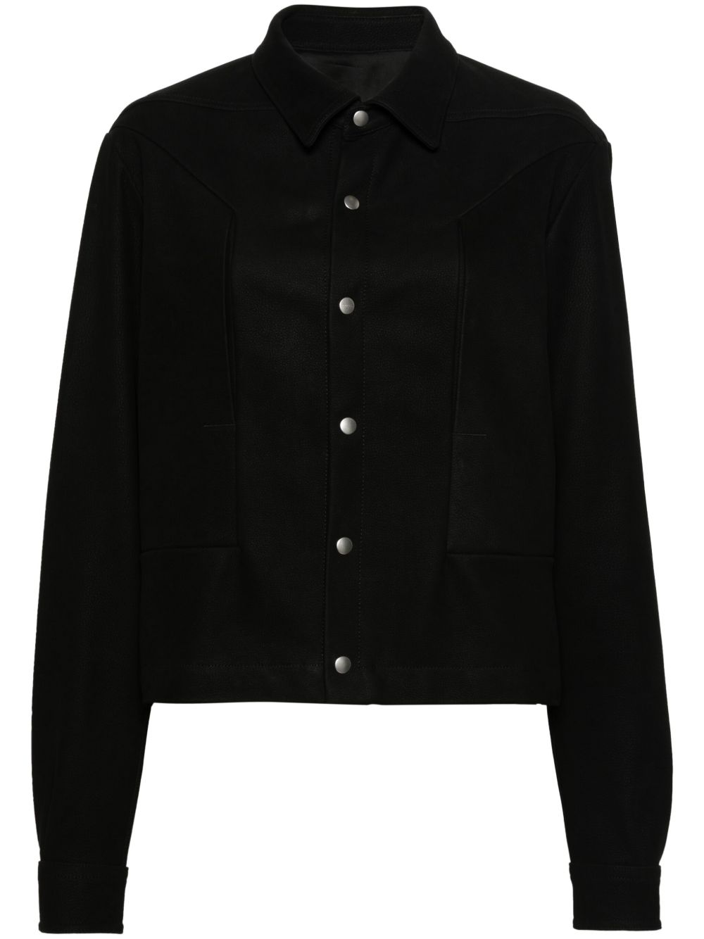 Rick Owens Alice Strobe 皮质衬衫 - 黑色