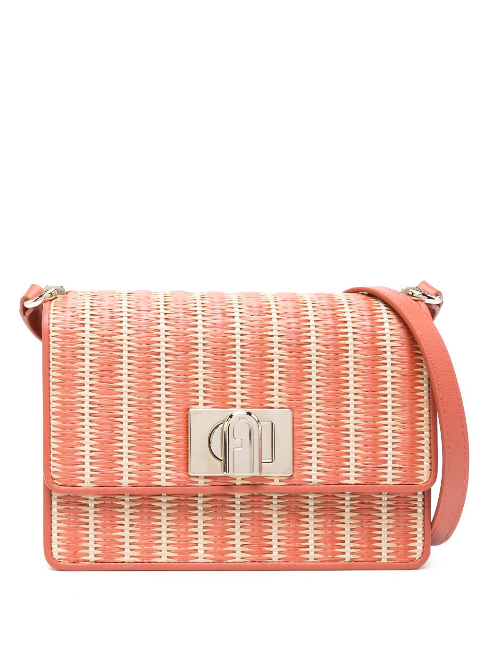Furla 1927 系列拉菲草单肩包 - 橘色
