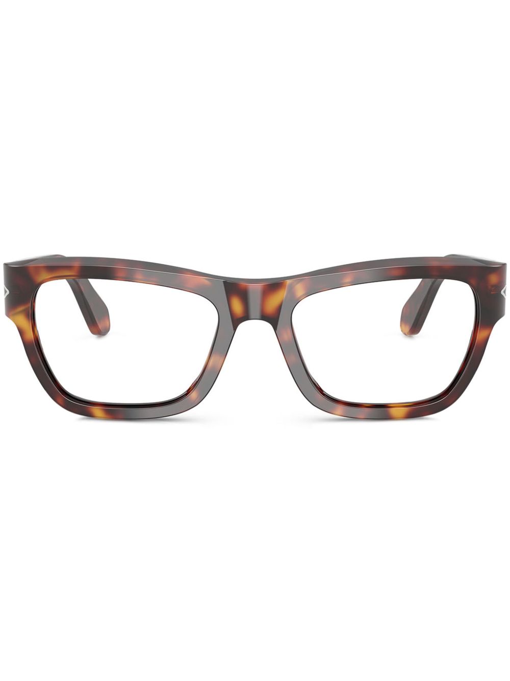 Persol 玳瑁纹效果方框眼镜 - 褐色