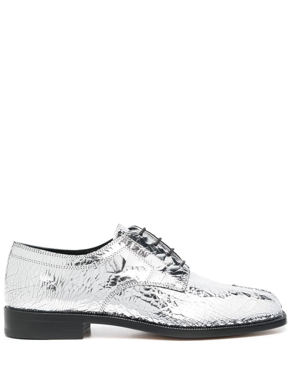 Maison Margiela Tabi 镜面效果系带布洛克鞋 - 银色