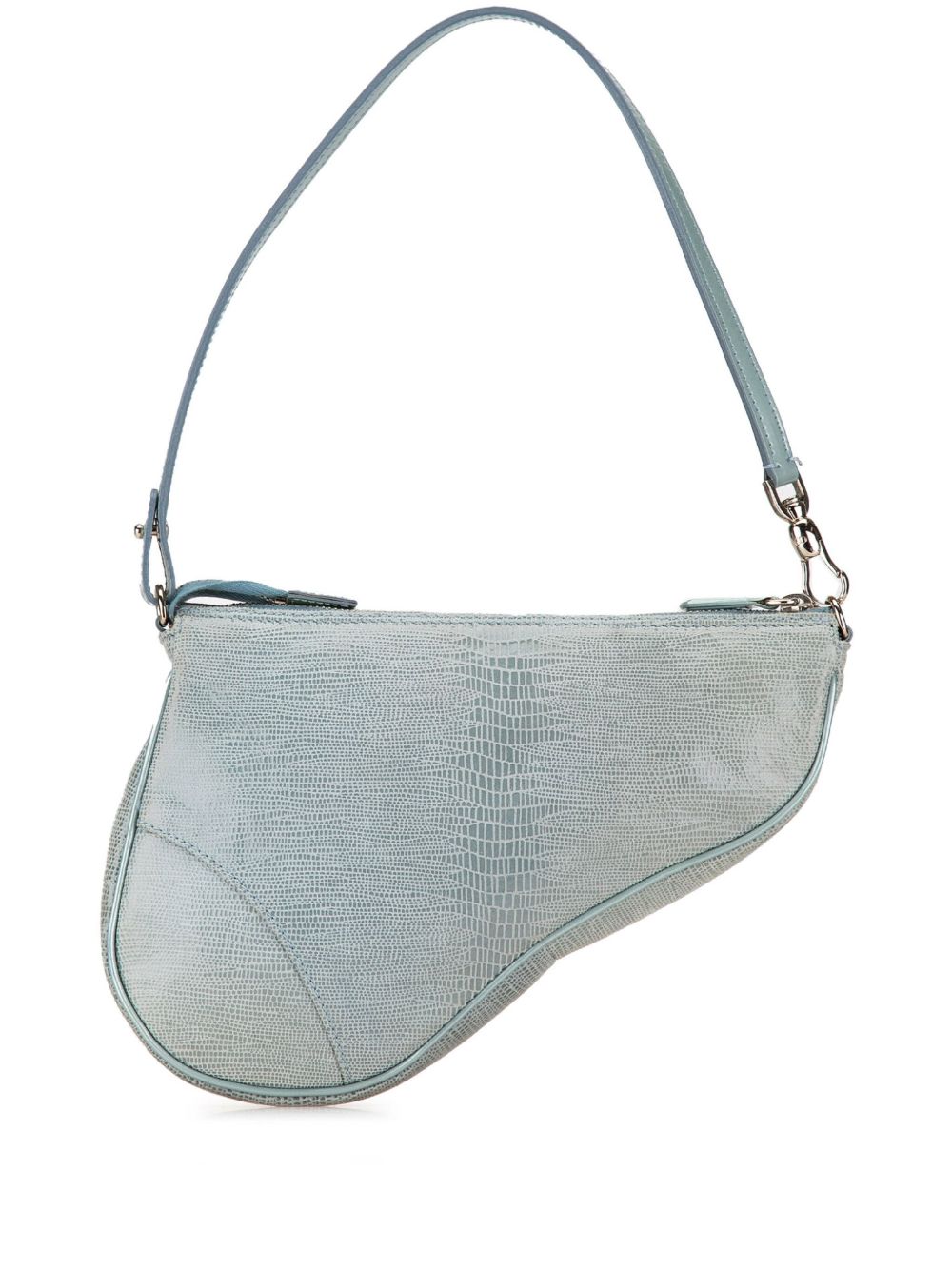 Christian Dior Pre-Owned Lizard Saddle Pochette 迷你单肩包（2001年典藏款） - 蓝色