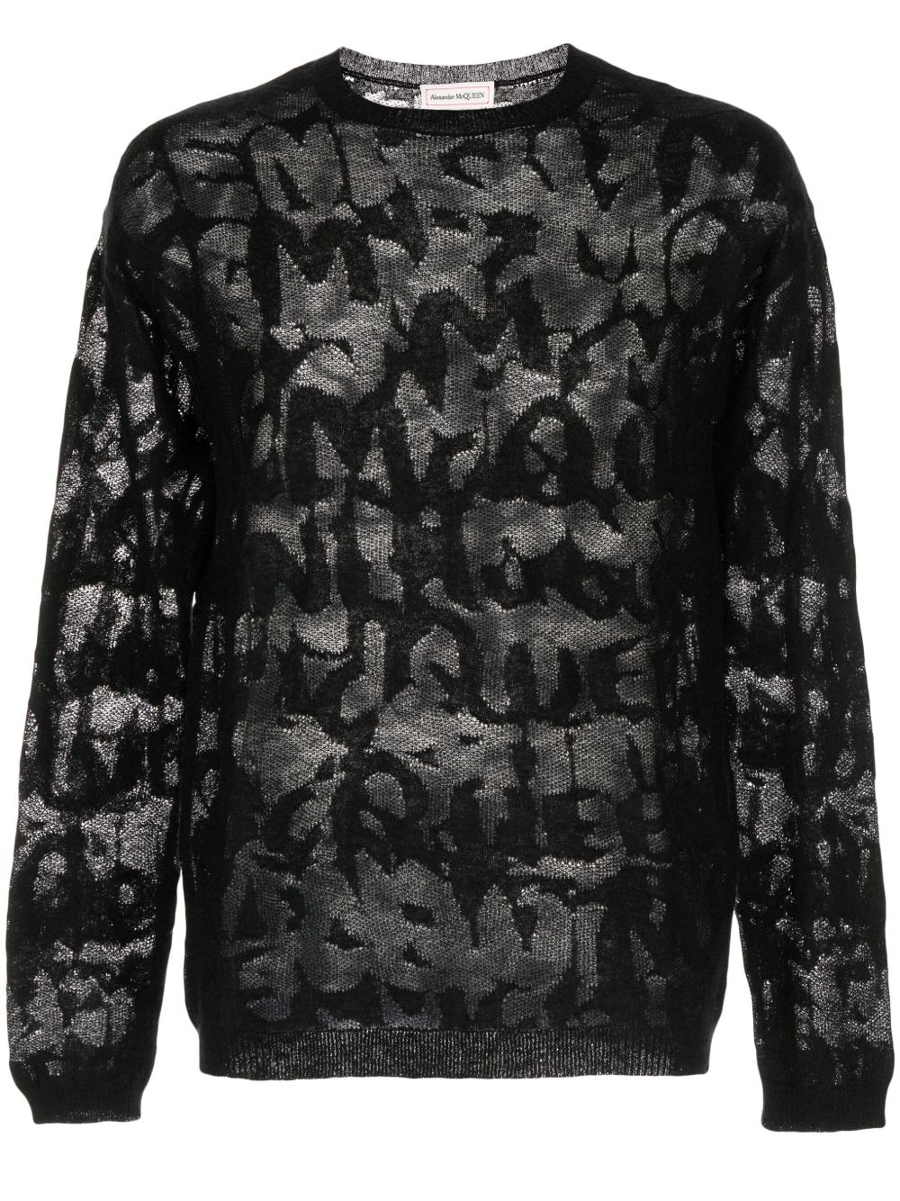 Alexander McQueen 烧花效果圆领毛衣 - 黑色