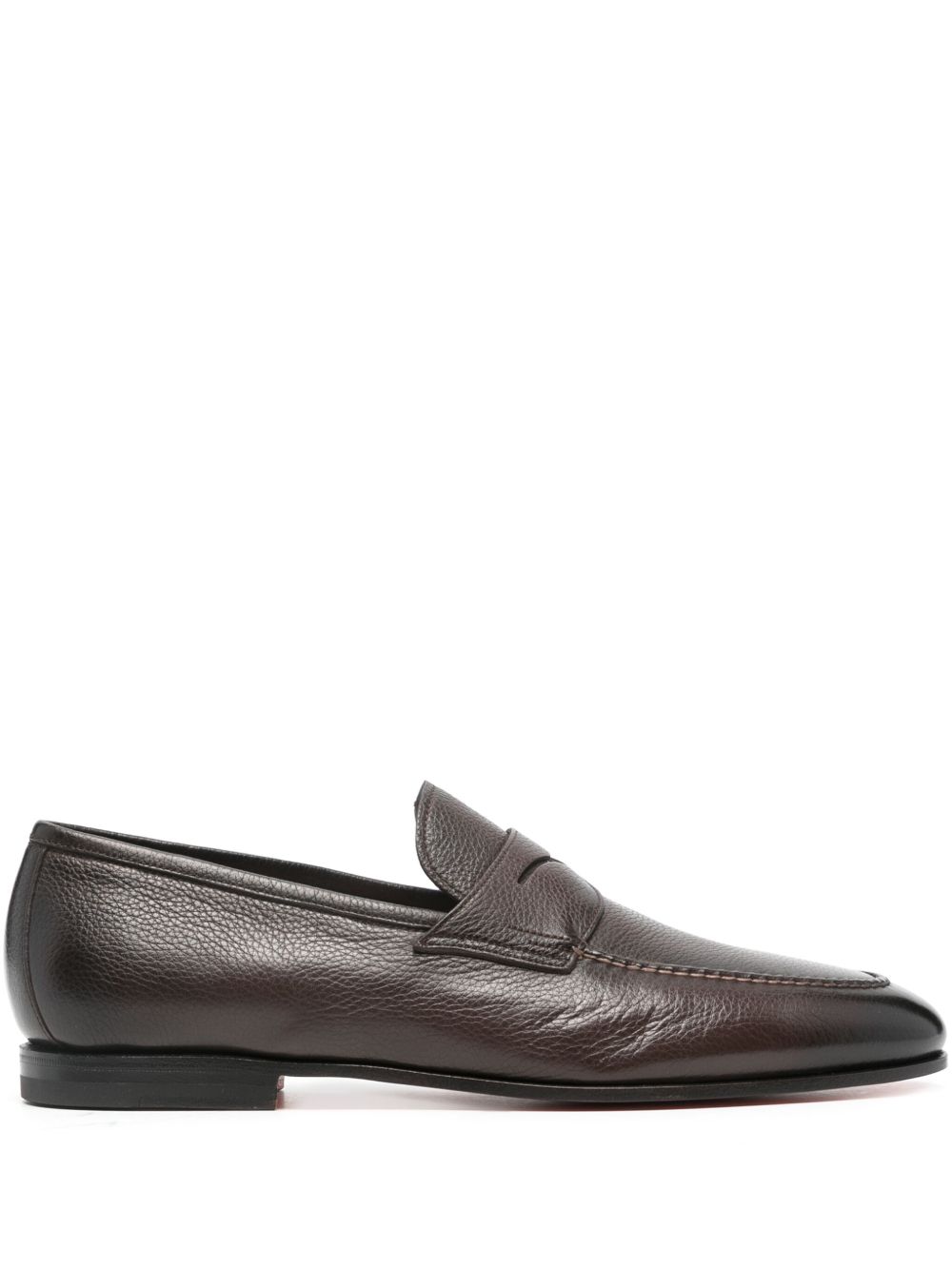 Santoni 便士槽皮质乐福鞋 - 褐色