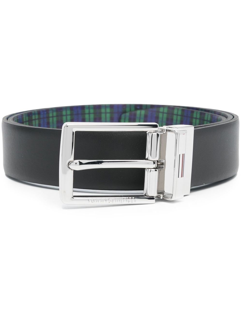 Tommy Hilfiger 扣环皮质腰带 - 黑色