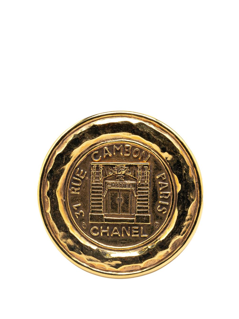 CHANEL Pre-Owned 镀金 31 Rue Cambon 胸针（1970-1980年典藏款） - 金色