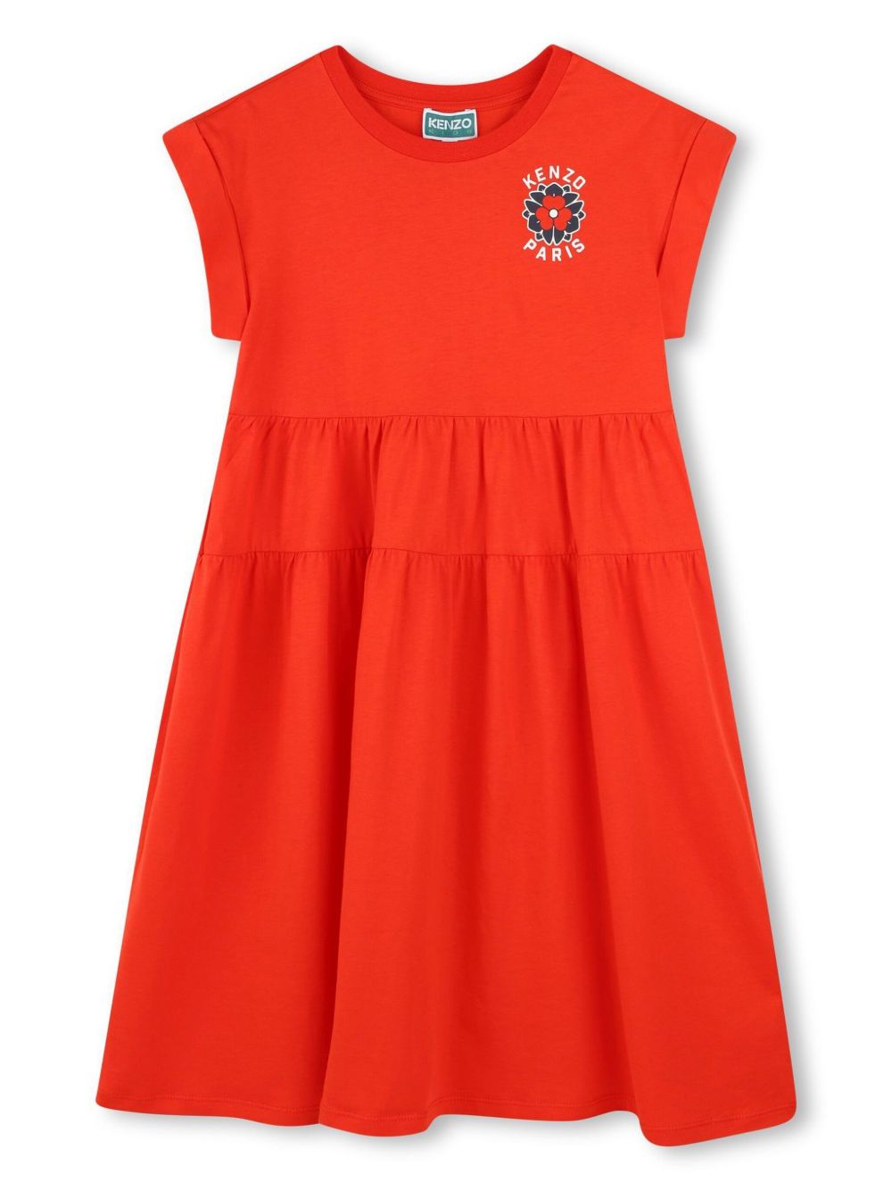 Kenzo Kids logo印花连衣裙 - 红色