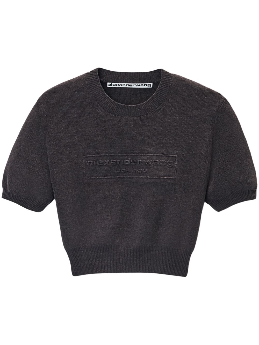 Alexander Wang logo压纹T恤 - 灰色