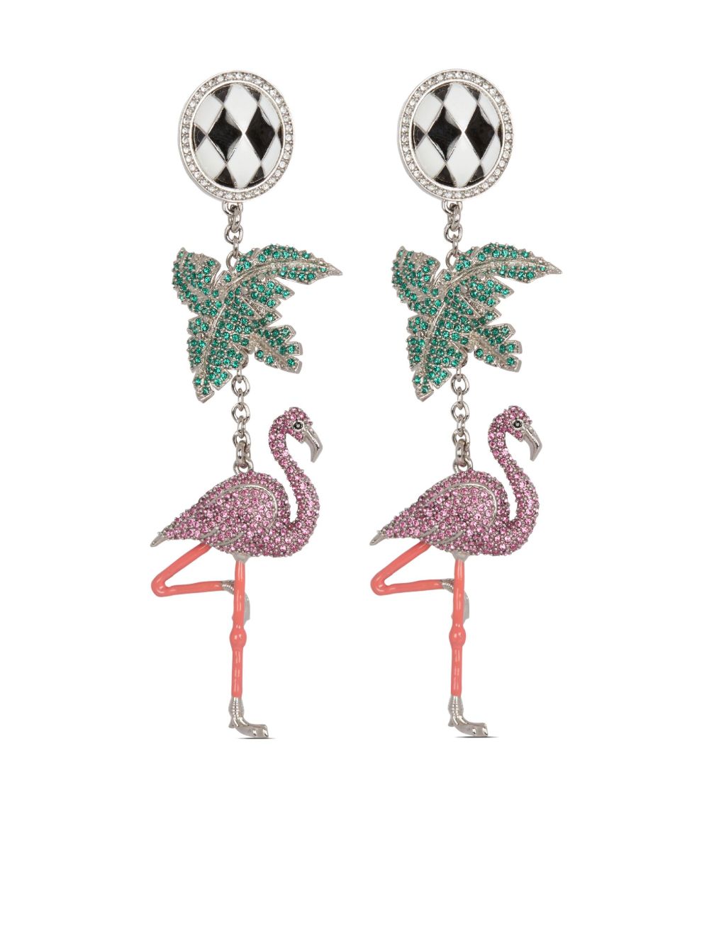 Balmain Flamingo 晶饰吊饰耳环 - 粉色
