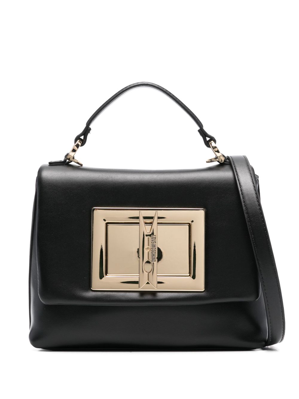 Love Moschino logo凹面压花手提包 - 黑色
