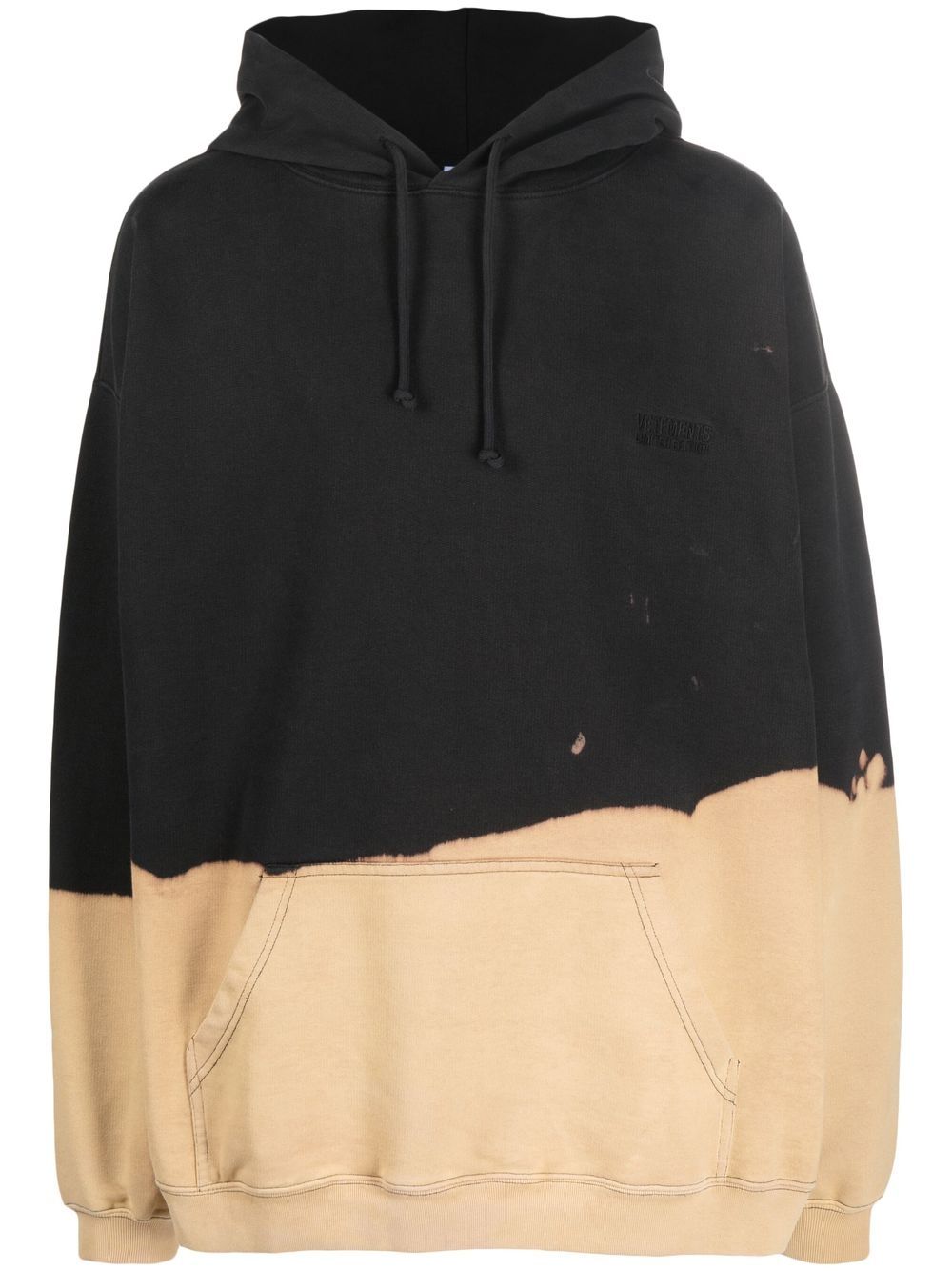 VETEMENTS 漂白效果超大款连帽衫 - 黑色
