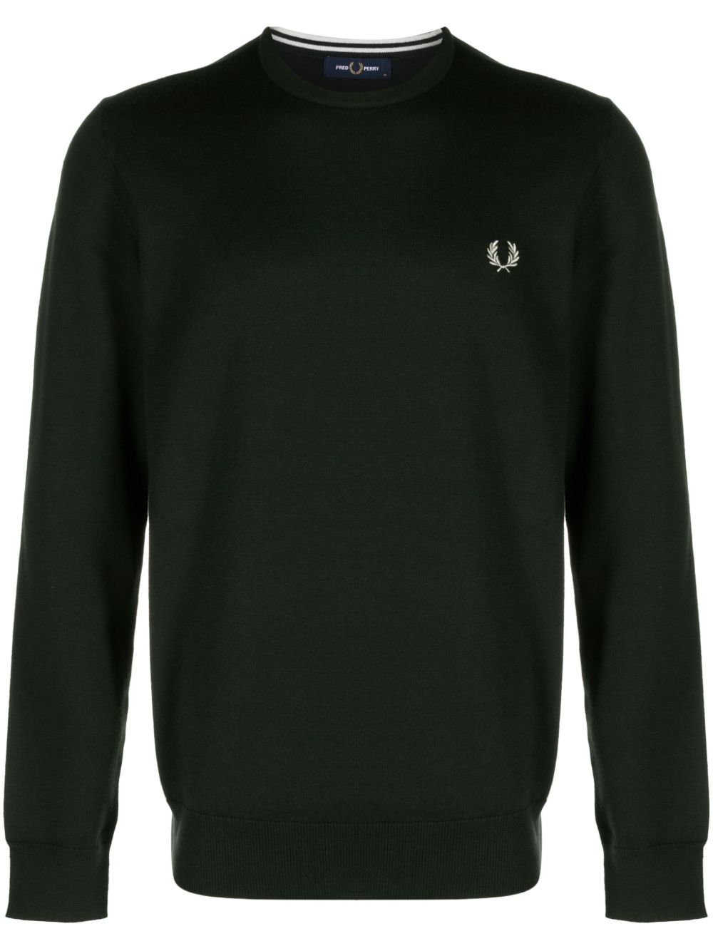 Fred Perry logo刺绣圆领毛衣 - 绿色
