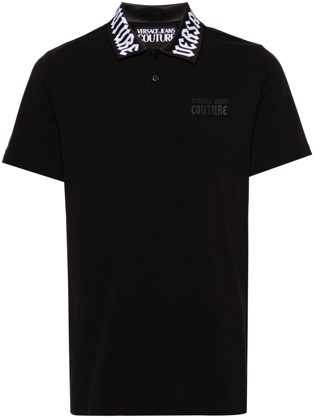 Versace Jeans Couture logo衣领珠地布polo衫 - 黑色