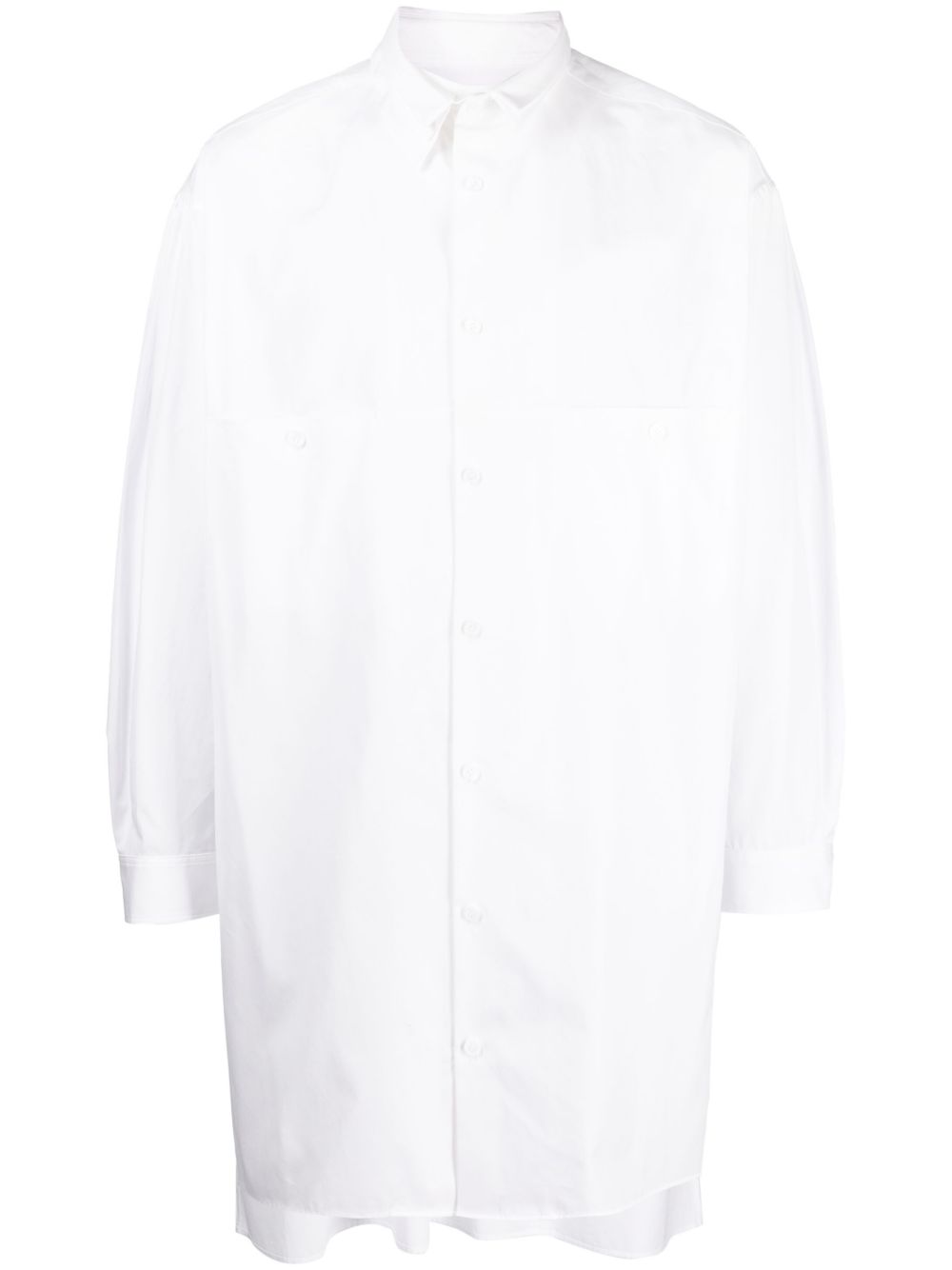 Yohji Yamamoto 拼接修身棉衬衫 - 白色