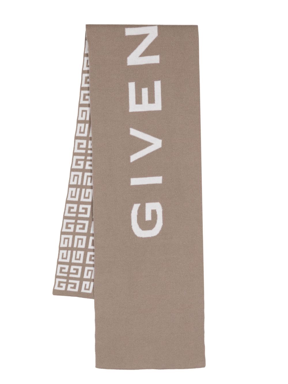 Givenchy 双面logo嵌花围巾 - 褐色