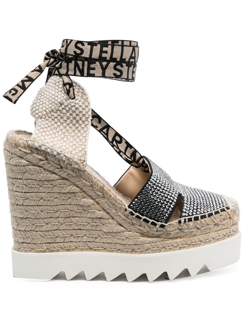 Stella McCartney Gaia 晶饰坡跟草编鞋 - 中性色