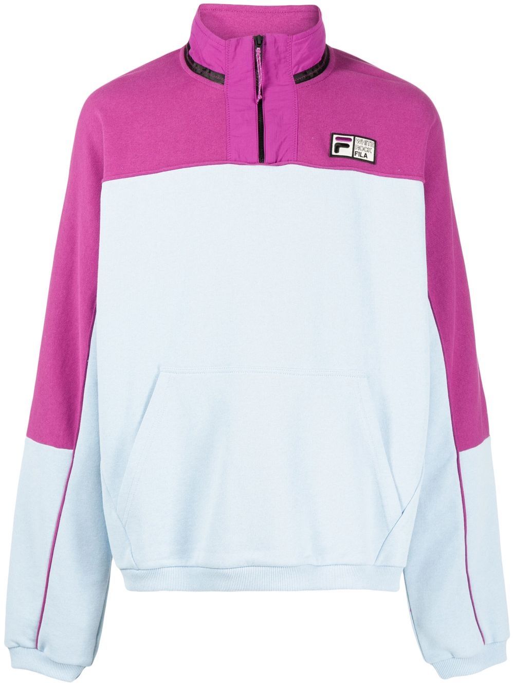 Fila 标贴拉链领毛衣 - 蓝色
