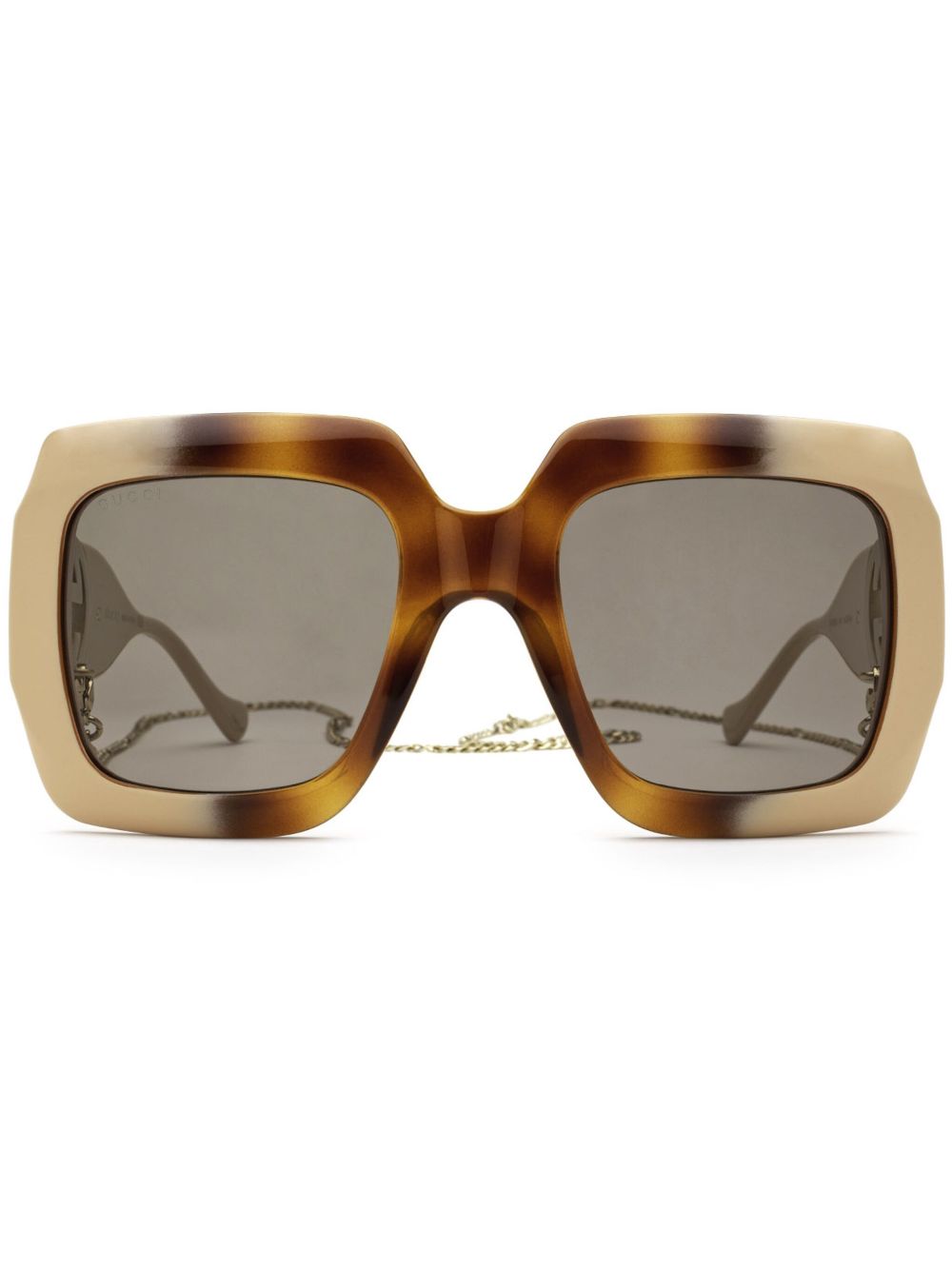 Gucci Eyewear 玳瑁纹超大框太阳眼镜 - 褐色