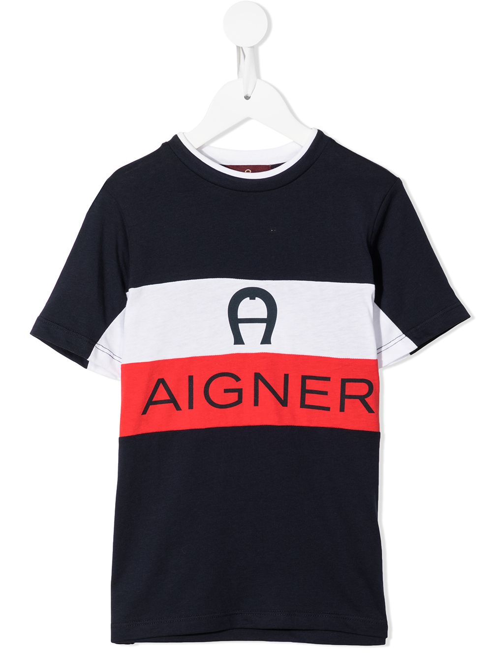 Aigner Kids logo印花T恤 - 蓝色