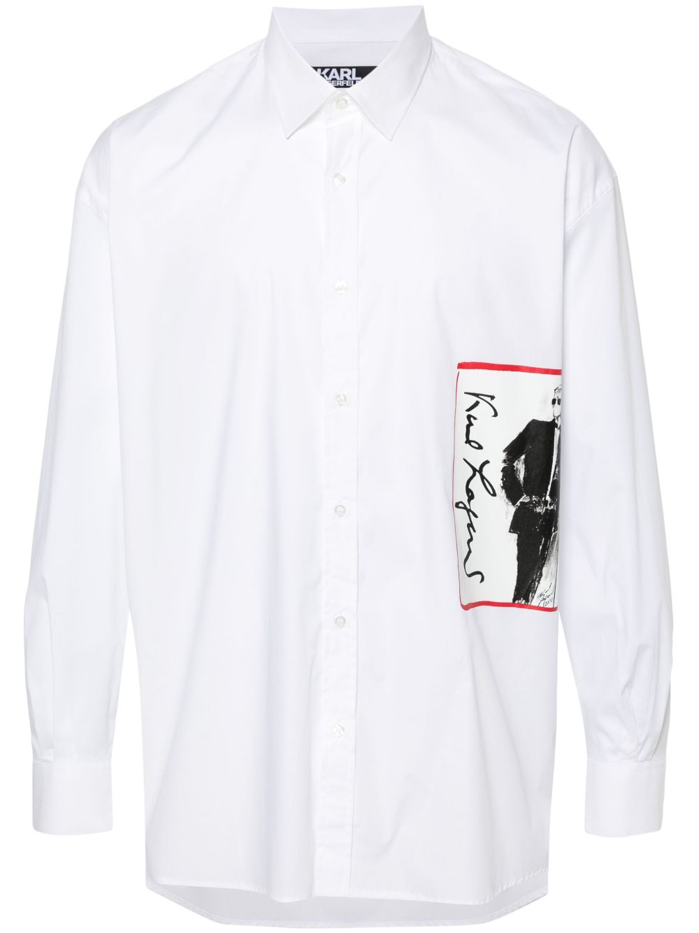 Karl Lagerfeld logo印花棉衬衫 - 白色