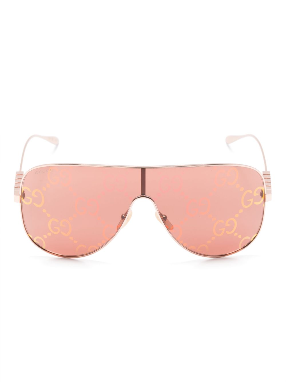 Gucci Eyewear logo面罩设计太阳眼镜 - 粉色