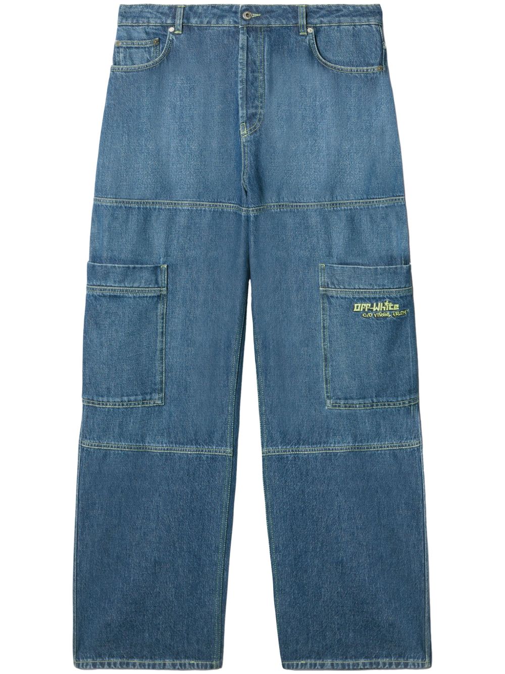Off-White Irregular 工装牛仔裤 - 蓝色