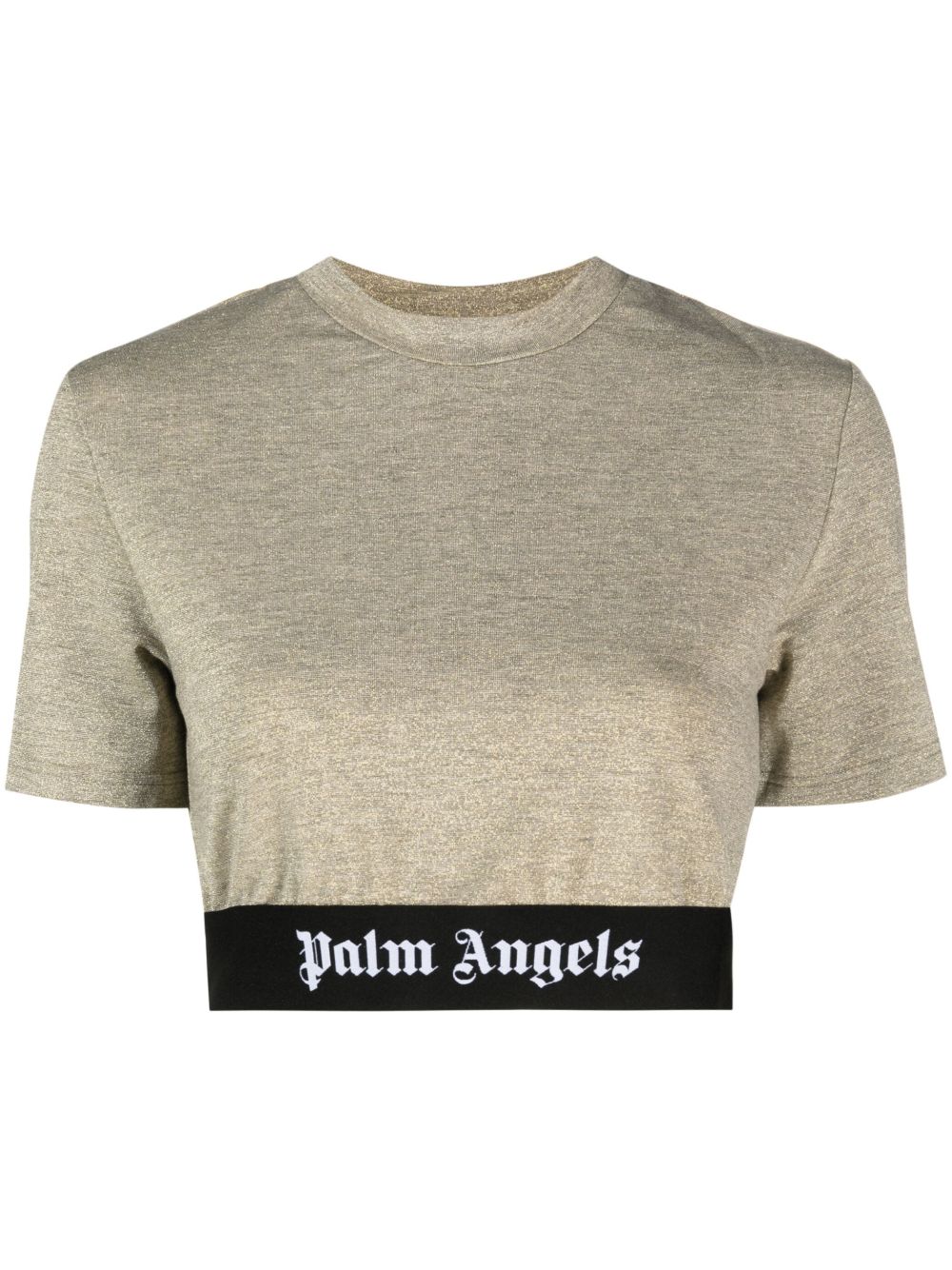 Palm Angels logo饰带短款T恤 - 金色