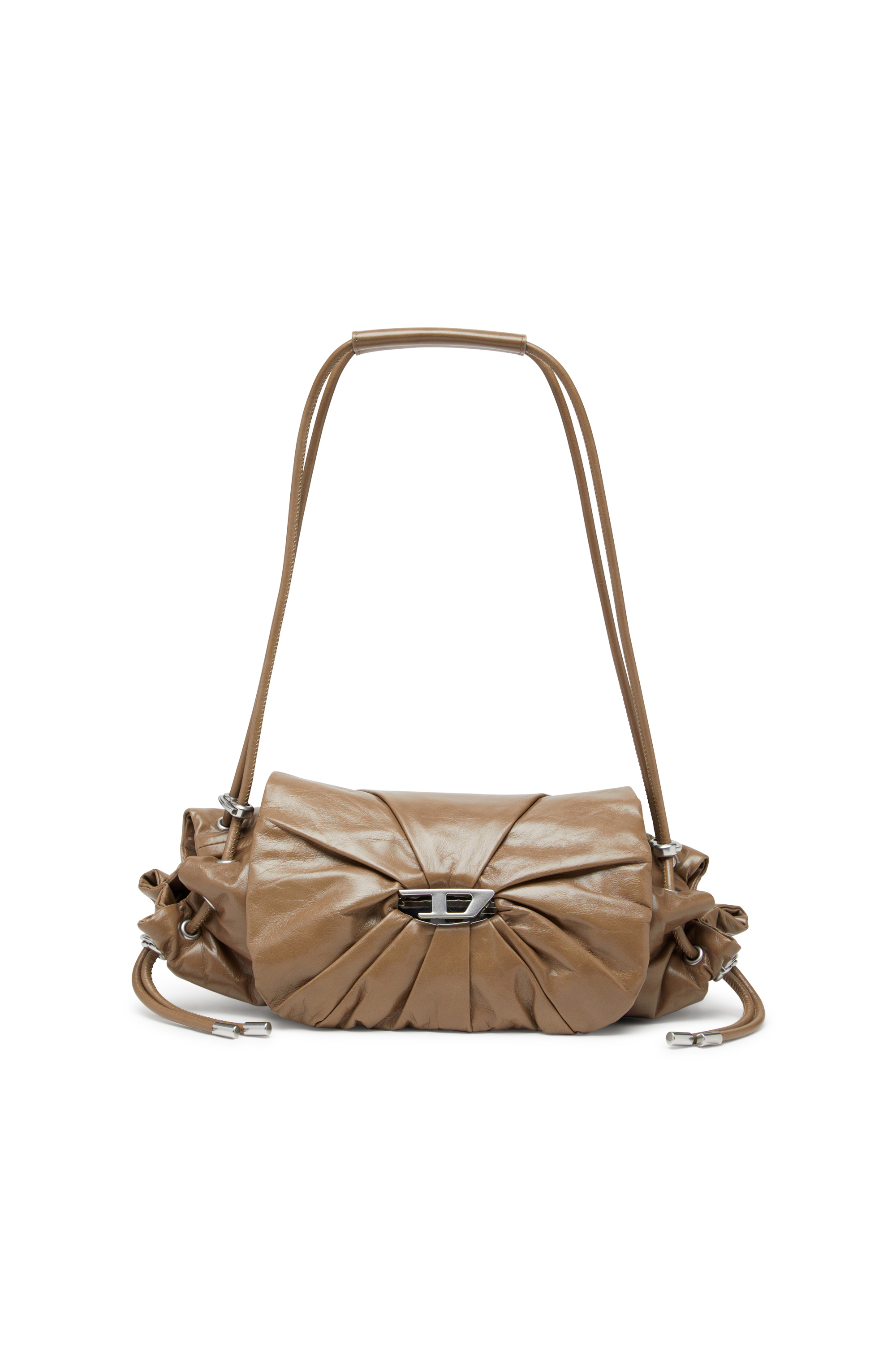 Diesel - Scrunch-D S-Shoulder bag in scrunched leather - Shoulder Bags - Woman - Brown