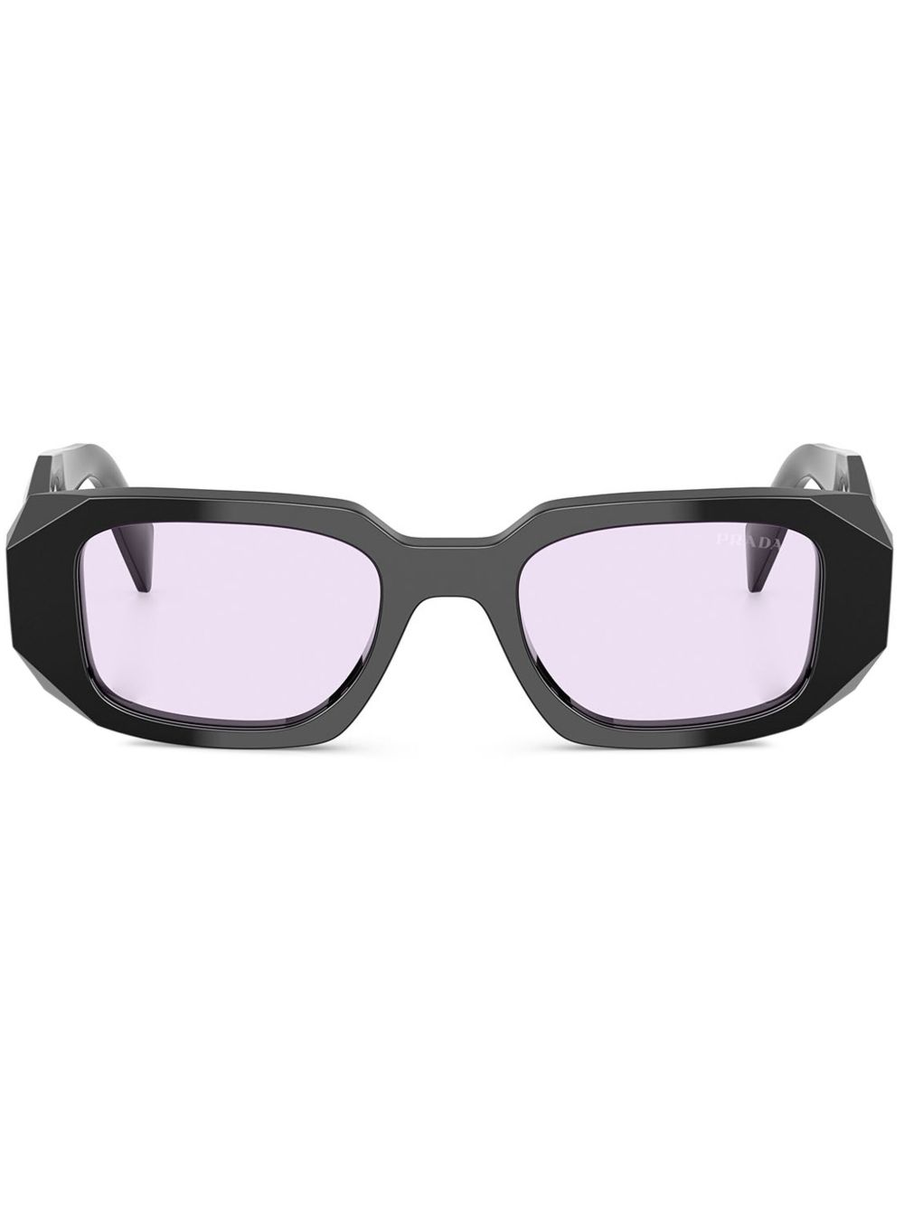 Prada Eyewear 长方形框太阳眼镜 - 黑色