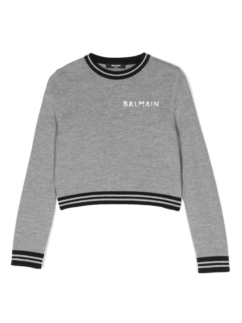 Balmain Kids logo印花羊毛卫衣 - 灰色