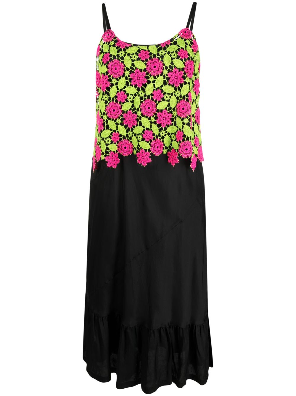 Comme Des Garçons Comme Des Garçons 花卉蕾丝中长连衣裙 - 黑色