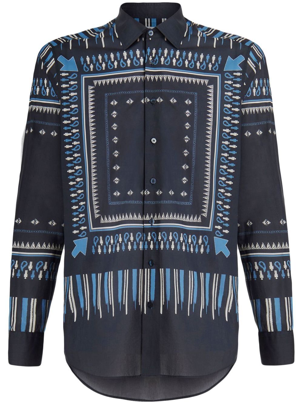 ETRO 图案印花棉衬衫 - 黑色
