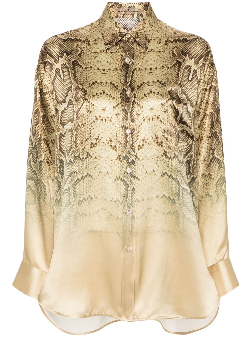Ermanno Scervino 仿蛇皮纹真丝衬衫 - 黄色